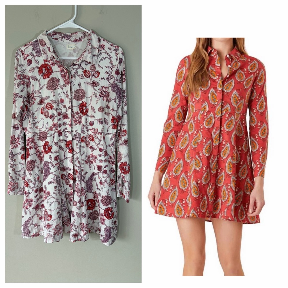 Livro Stadium Mini Shirt Dress in Red Floral‎ Print Size Medium